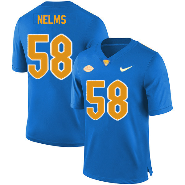 Men #58 Bryce Nelms Pitt Panthers College Football Jerseys Sale-New Royal